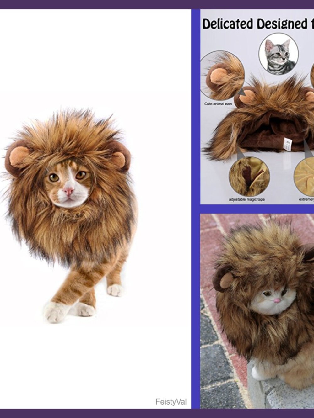 Lion Mane Wig for Cats Small Dogs Pet Halloween Costume Furry Plush
